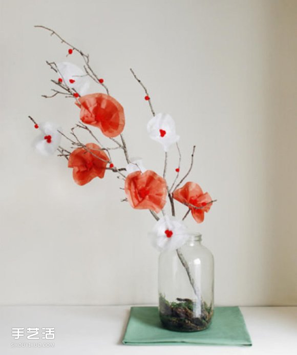 纸花盆景DIY教程 手工假花盆景制作图解 - 功圣花卉