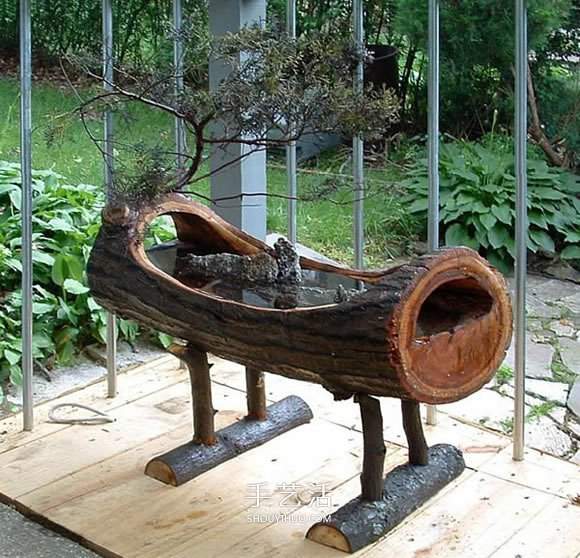 原木树桩制作山水盆景 自制树桩山水盆景方法(图6)