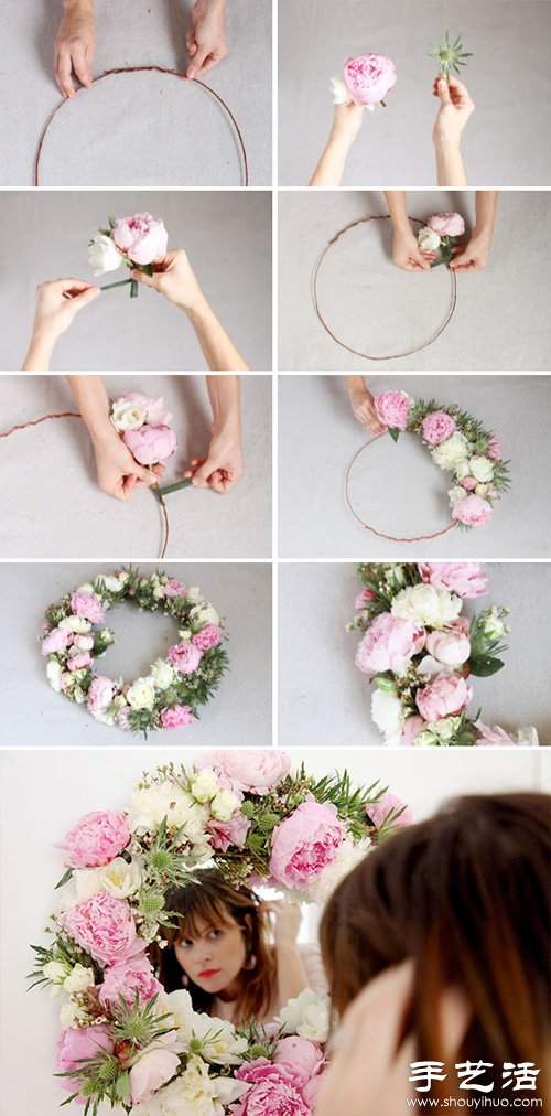 美好手工创意：DIY鲜花簇拥的梳妆镜(图3)
