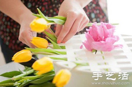 家庭插花小窍门 用胶带帮你定位DIY(图5)