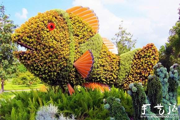 花草修剪出的卡通造型(图1)